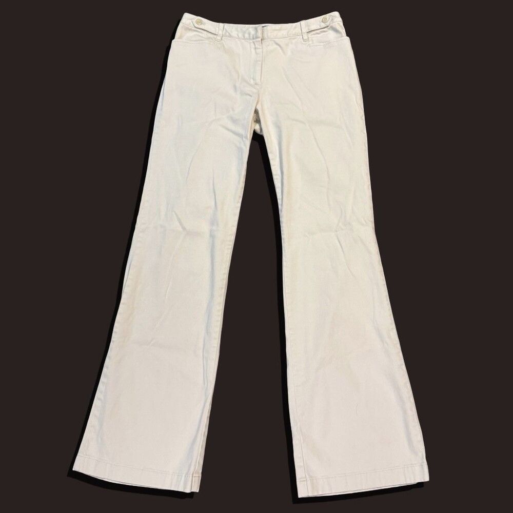 J Jill Pants Womens 4 Cream Flare Y2K Preppy Trendy Academia Cute Bootcut Pocket